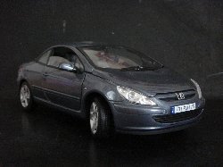Peugeot 307Cc de couleur bleu-gris mtallis (Vue ct passager)